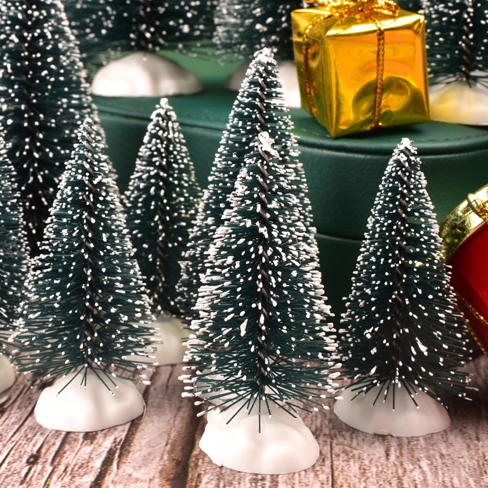 Mini Christmas Tree Rubber Silk Pine Needle Cedar Pine 5-20cm Green Christmas Tree Desktop Ornaments
