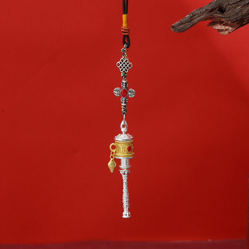 Enamel Xizang Alloy Prayer Wheel Pendant Ethnic Style Luggage Car Hanging Ornaments Wholesale Source