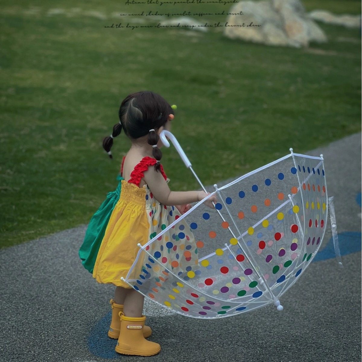 Прозрачный зонт с длинной ручкой в стиле Instagram, ультралегкий и защищающий от защемления, детский дождевик, милый зонт для фото