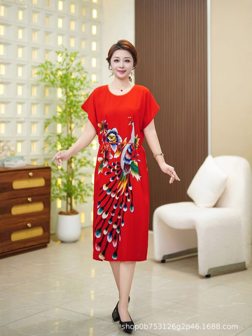 Express Delivery Long New Ethnic Style Nightgown Slimming and Western Style High-End Factory Direct Sale