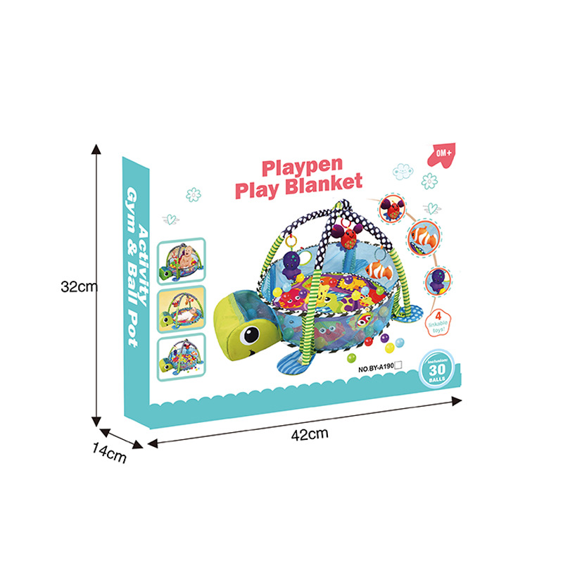 Amazon Hot Sale 0-1 Year Old Baby Gym Rack Grab Le Turtle Ocean Ball Fence Crawling Game Mat Toy