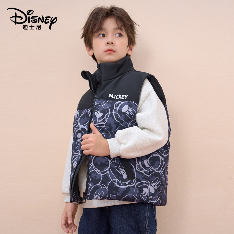 Disney Kidsren's down Vest White Duck down Kidsren's Autumn and Winter Clothing Boys and Girls Baby Vest Thickeneded Vest