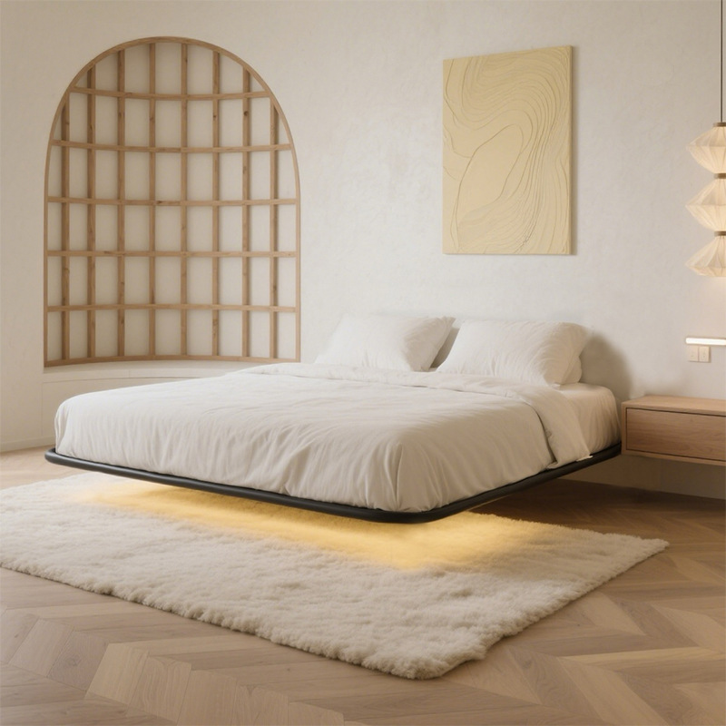 No Bedside Suspended Bed Modern Simple Single Bed Small Apartment Rental Bed Double Bed Carbon Steel Suspended Bed Frame