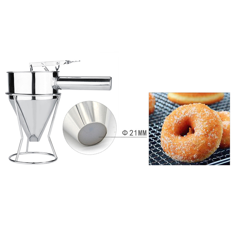 Stainless Steel Tapered Octopus Meatball Making Funnel Household Manual Chocolate Sauce Baking Tool Set with Seat