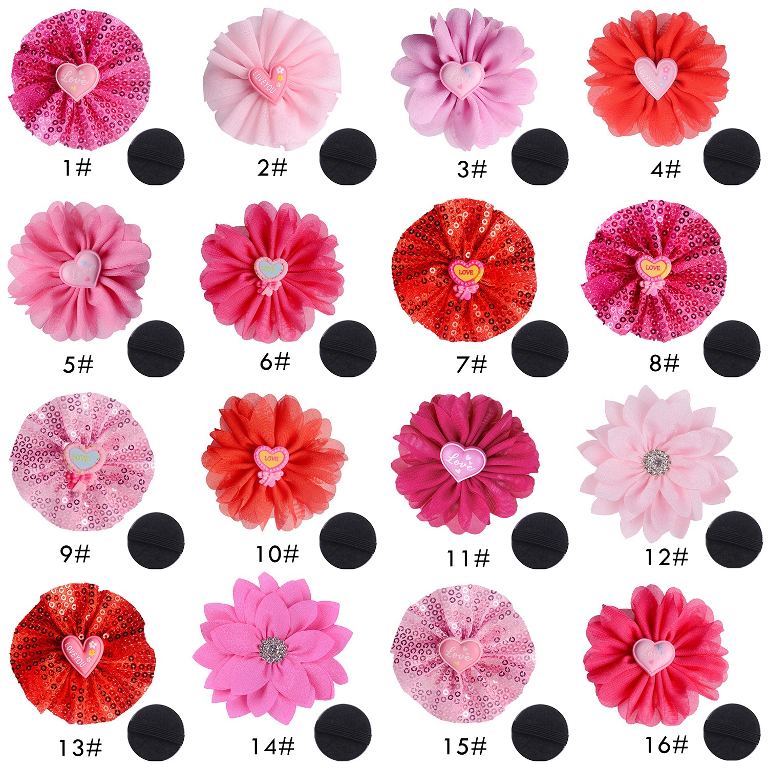 Cross-border Valentine's Day Series Cat and Dog Pet Collar Decorative Fabric Flower Pink Rose Chiffon Sequin Cloth Flower