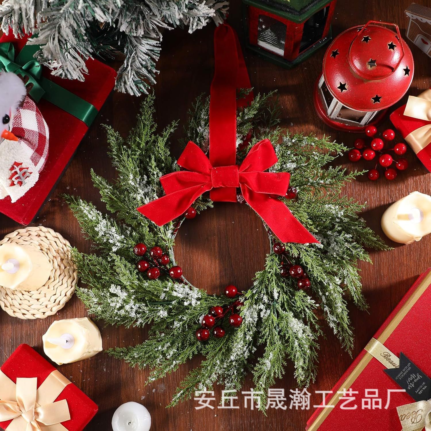 Amazon Christmas Wreath Decoration Candle Wreath Decoration Farmhouse Wreath Decoration Artificial Christmas Decoration
