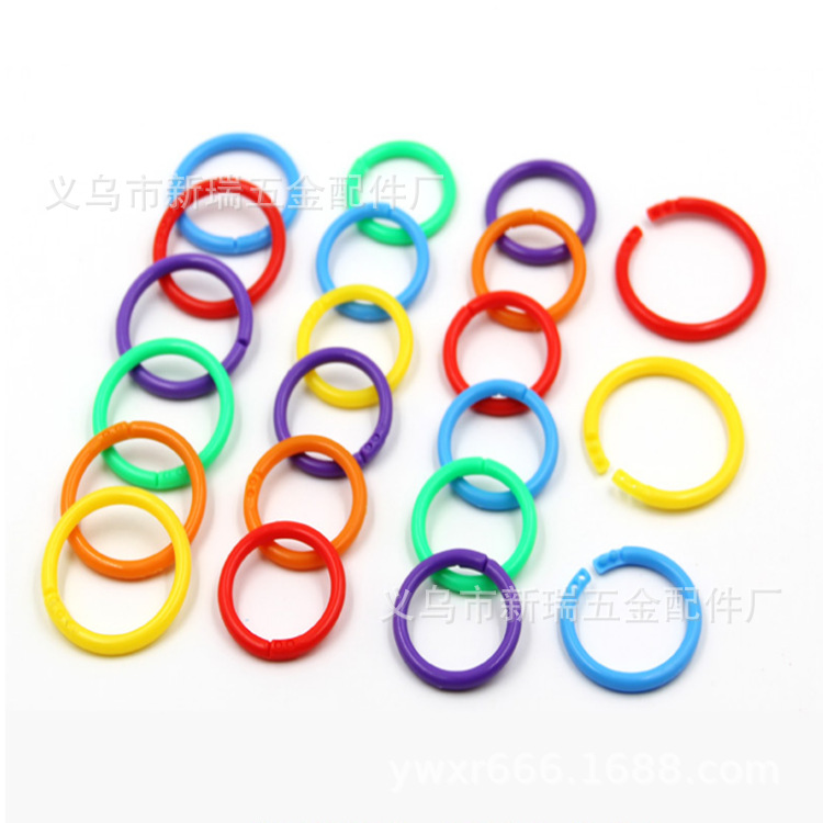 Plastic Book Ring Literacy Card Binding Open Ring Double Hole Loose-Leaf Card Ring Book Ring Colorful Circle Book Binding Ring