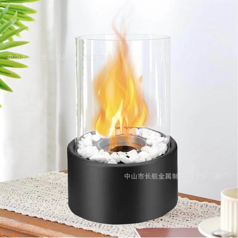 Cross-Border Alcohol Fireplace Ethanol Real Stove Round Bar Atmosphere Light Small Convenient Desktop Fireplace Indoor Stove