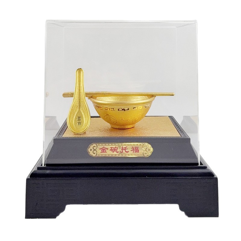 Yiwu supply gold bowl chopsticks gold bowl TOEFL ornaments golden rice bowl creative home living room dining room ornaments wholesale