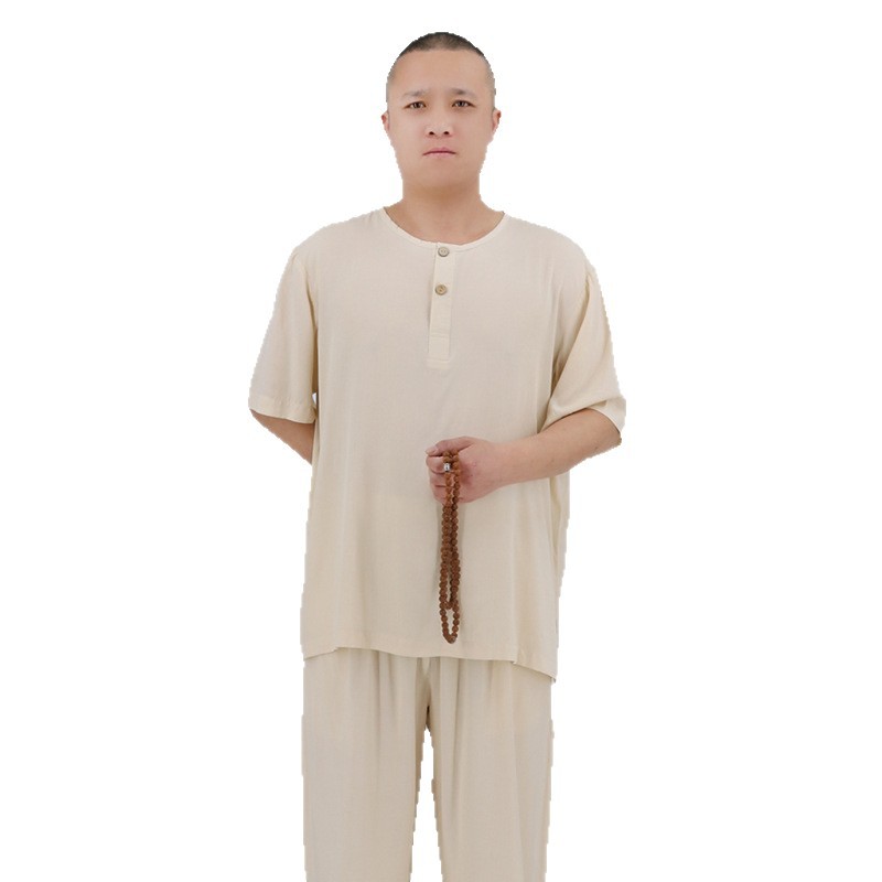 Summer Thin Short-Sleeve Monk Robe for Women, Suitable for Nuns and Monks, Undershirt, Monk Cotton Silk Sleepwear