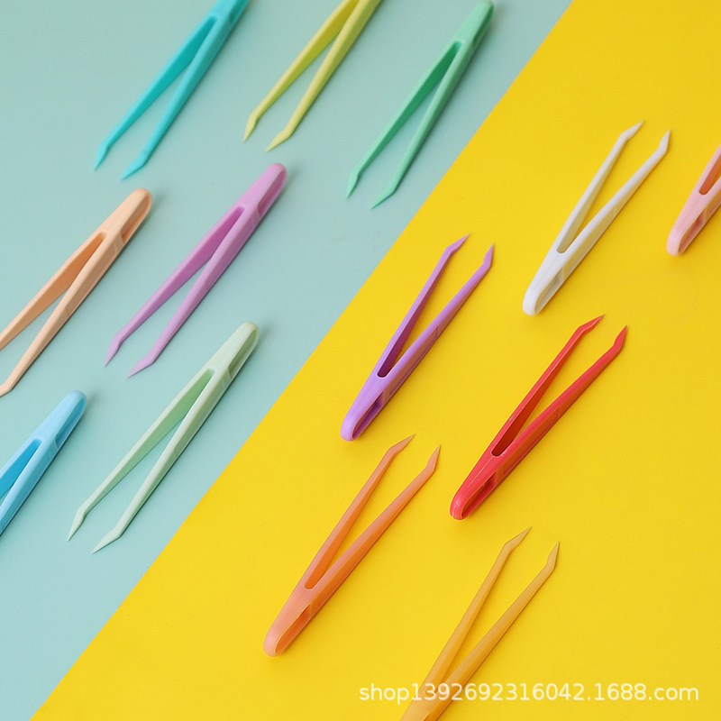 Мини пластиковые пинцеты 8 см цветные мультяшные канцелярские инструменты из жесткого пластика