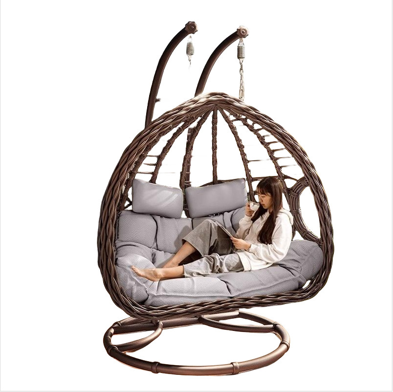Outdoor Hanging Basket Chair Swing Courtyard Double Hanging Chair Home Balcony Indoor Net Popular Bird's Nest Hammock Rattan Chair Rocking Chair