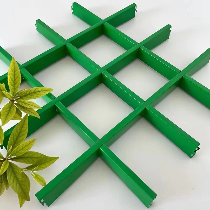 Wood grain aluminum grille ceiling ceiling grid decoration material integrated ceiling grape rack ceiling grid iron grille