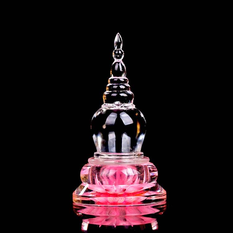 E-Shaped Lotus-Style Acrylic Stupa Vase Buddhist Pagoda Bodhi Tower Xizang-Style Nectar White Crystal Xizang Transmission