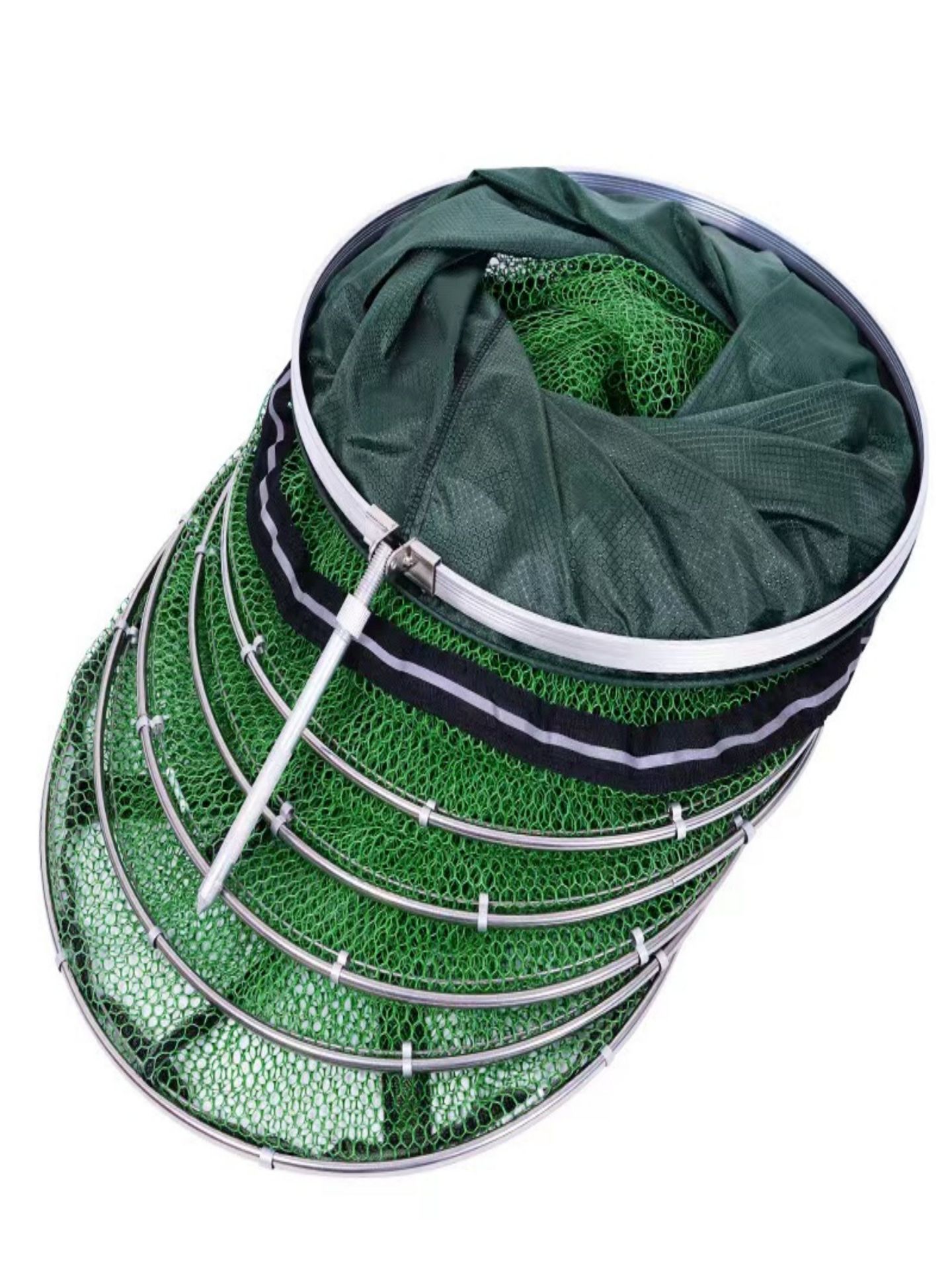 Source Manufacturer Wholesale Double-Circle Fish Protection Stainless Steel Ring Fish Protection Universal Black Pit Quick-Drying Fishing Protection Platform Fishing Net Bag Supplies