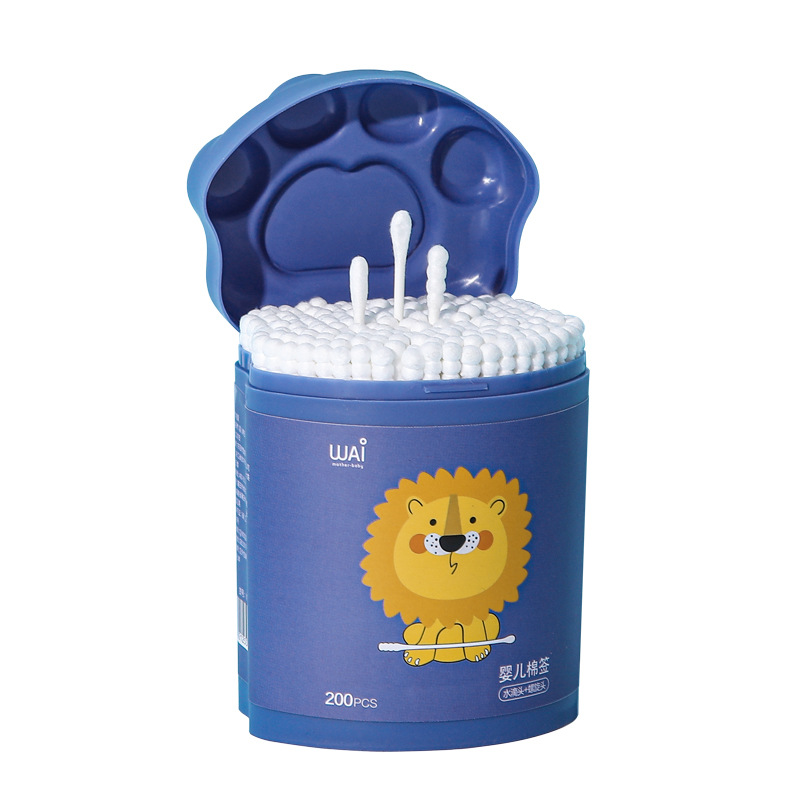 Baby Cotton Swabs 200 Boxes of Kidsren's Small Cotton Swabs for Toddlers Double-Headed Ultra-Fine Disposable Ear Scoops Small-Head Cotton Swabs