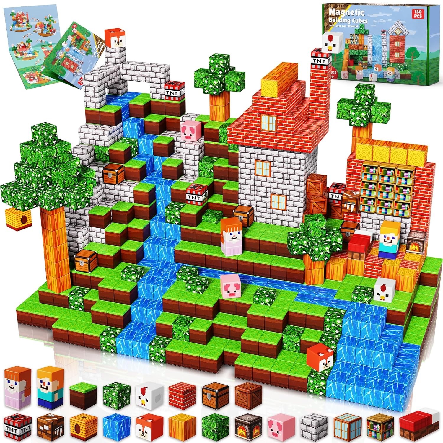 Cross-border New Toys My Mini World Magnetic Square Puzzle Interactive Assembled to Build World Magnetic Building Blocks