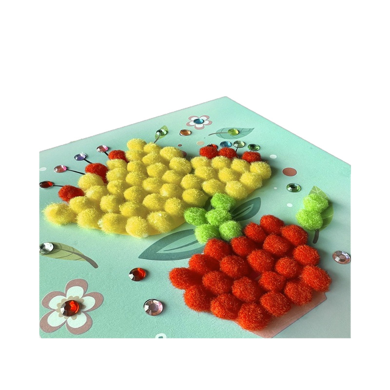 DIY handmade fur ball painting diamond fur ball sticky painting kindergarten handmade creative paste painting button painting