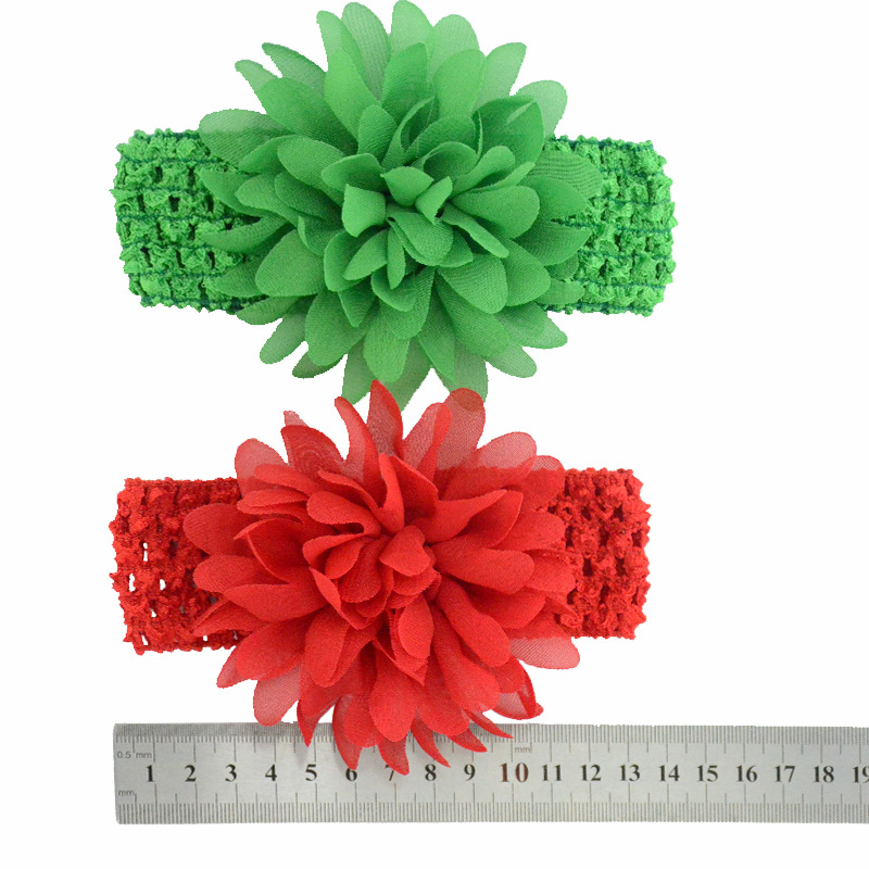 European and American Foreign Trade Hot Selling Children's Hair Band Hair Band Grid Hair Band Plus Chiffon Flower Baby Headband Baby Hair Accessories