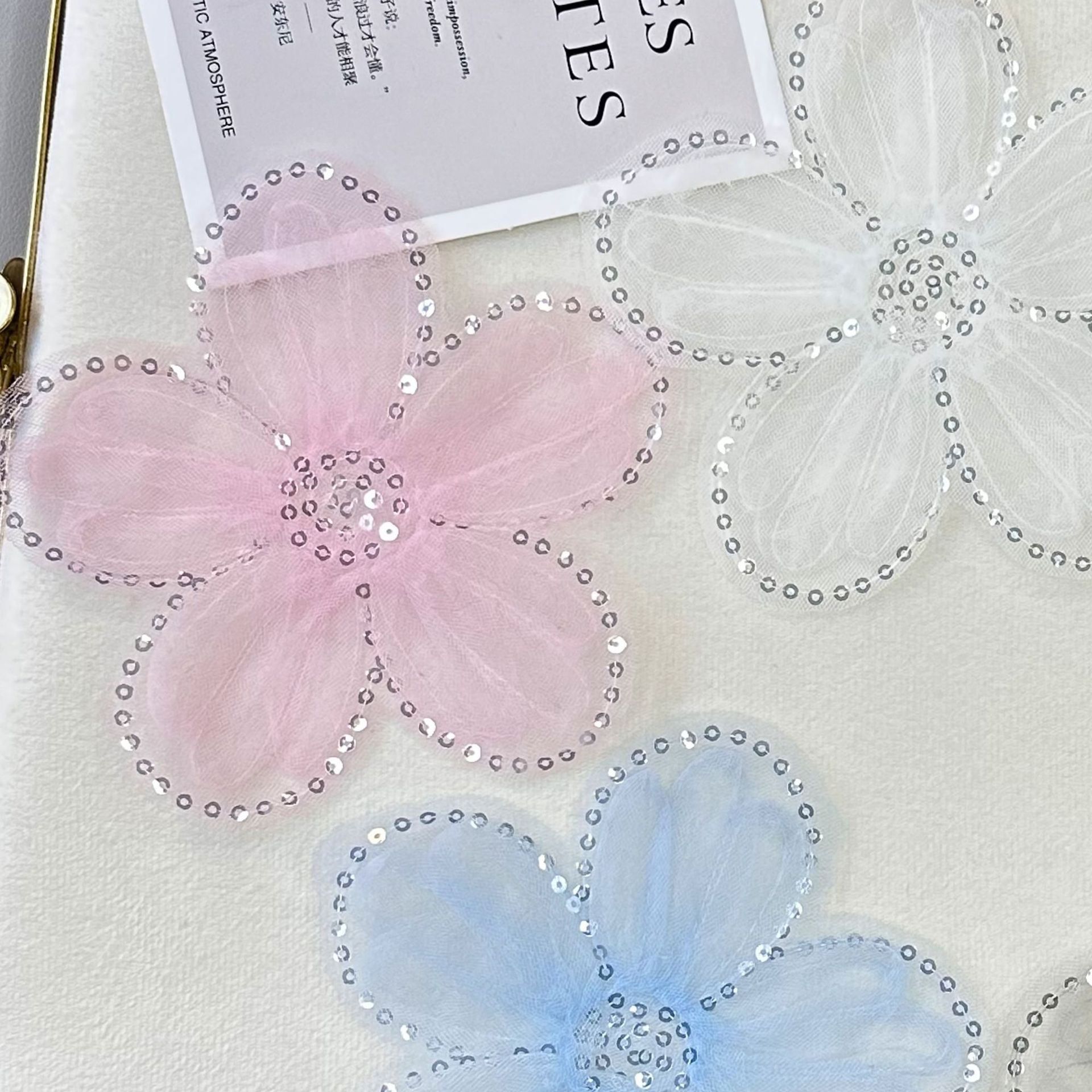 13cm wide sequins three-dimensional organza flower wedding dress autumn and winter dress sweater shoes and hats luggage decoration