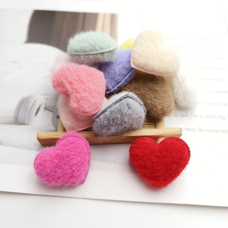Autumn and Winter new 3.5cm double-sided plush candy color love children's headdress accessories diy clothing bag accessories
