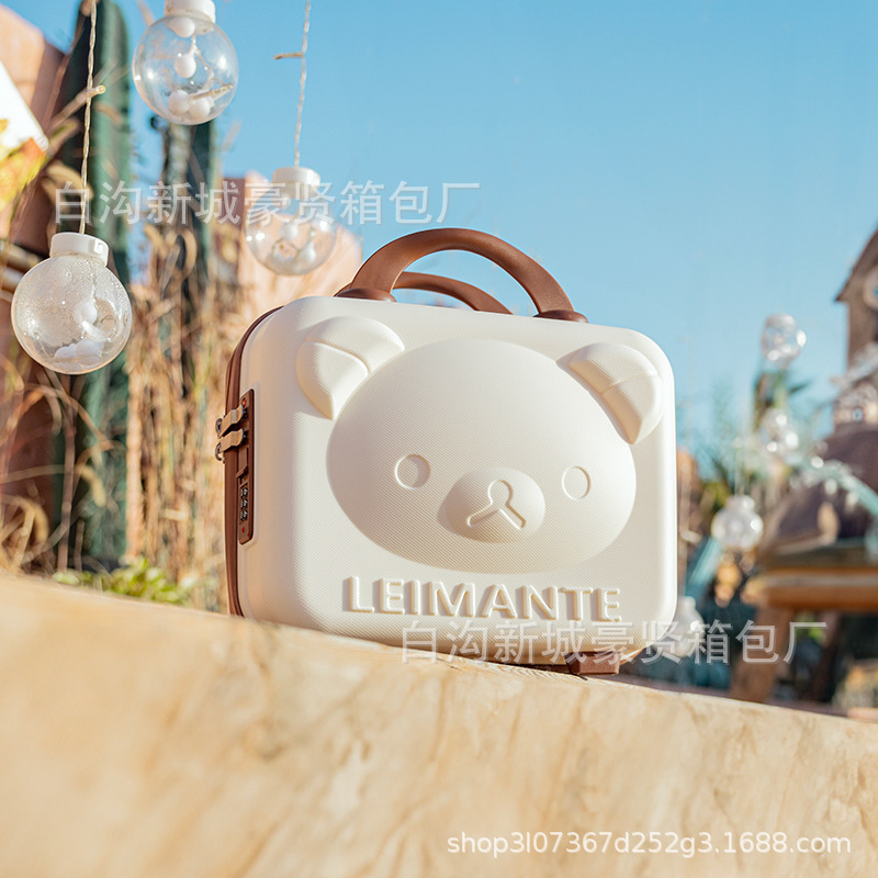 Косметичка в форме медвежонка, PP чемодан, свадебный подарок, хранение, 14 дюймов, мультяшный мини чемодан, подарочный чемодан