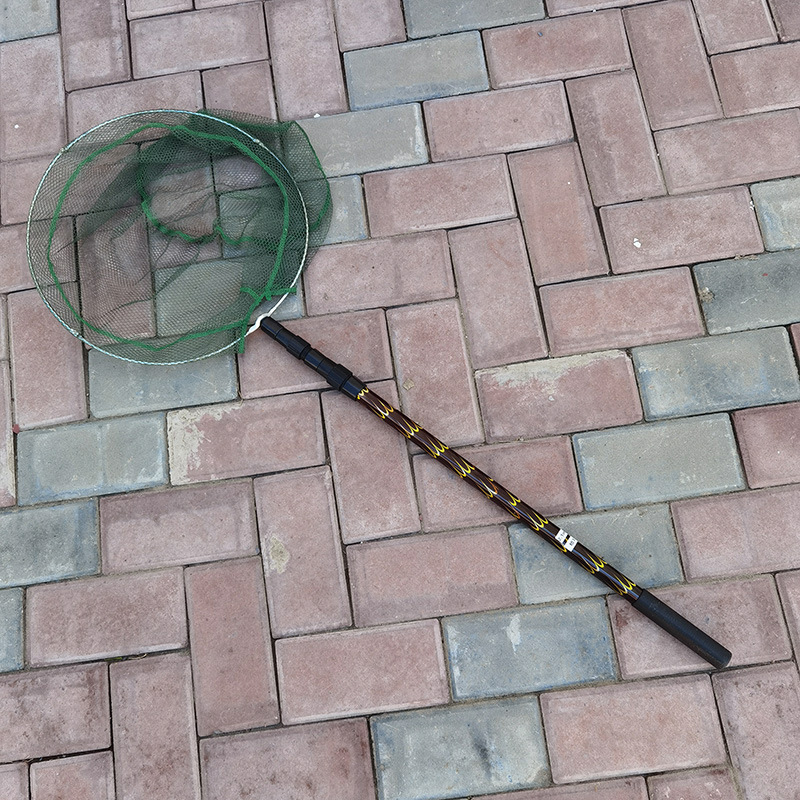 Aluminum Alloy Telescopic Fishing Net Rod with Floral Pattern Fishing Net Head