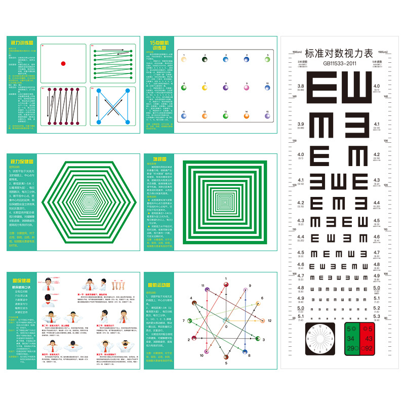 Far View Eye Muscle Exercise Training Wall Sticker Astigmatism Recovery Chart Increase View Overlook Chart Children's Vision Correction Table