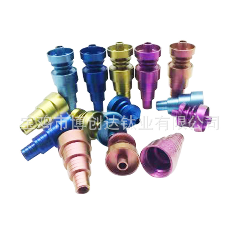 Spot wholesale small 10mm titanium smoke nail medium 14mm titanium pipe titanium smoking set color titanium smoke nail