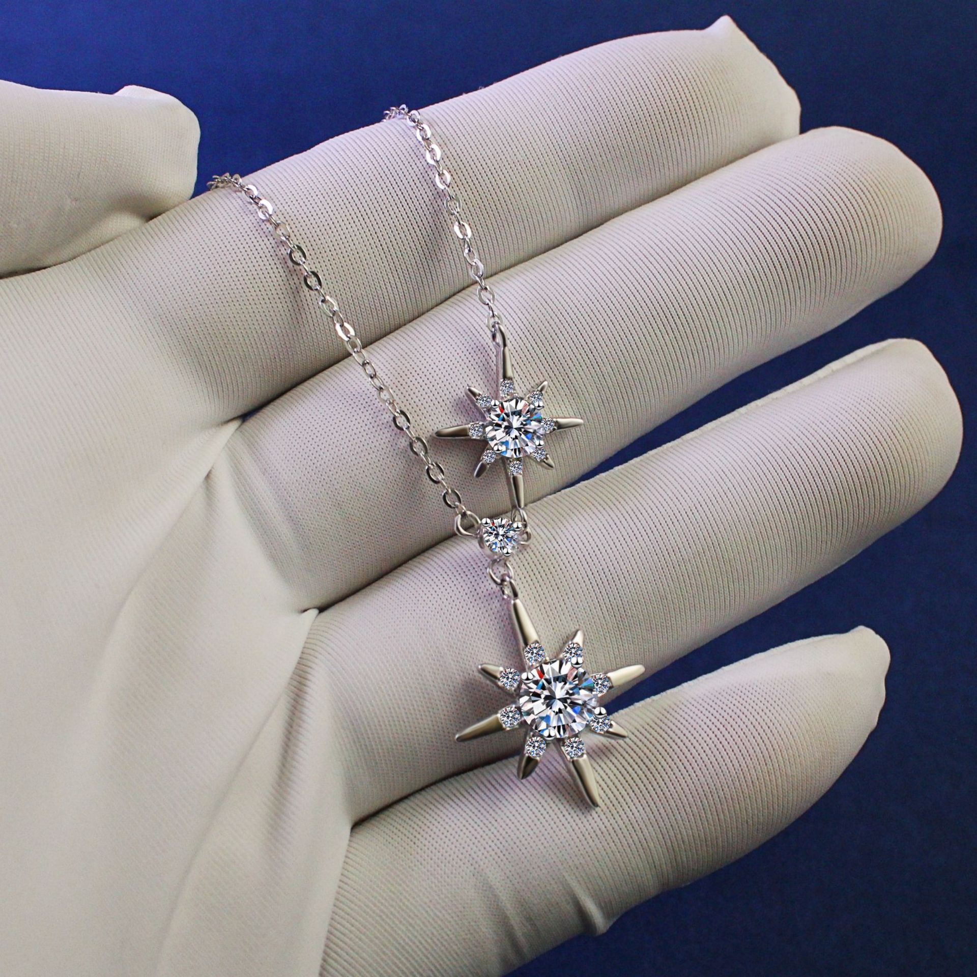 Original Design D Color Moissanite Six-Pointed Star Necklace S925 Sterling Silver Pendant Star Necklace for Women Factory Direct Supply