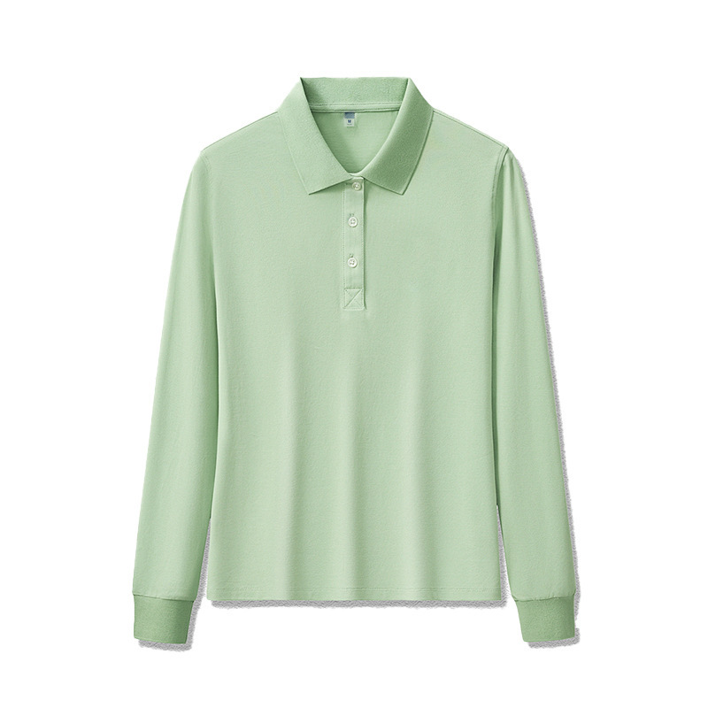 Solid Color Long-sleeved Polo Shirt Women's T-shirt Slim-fit Slimming Corporate Clothing Workwear Professional Shirt LOGO Business Collar Sweater