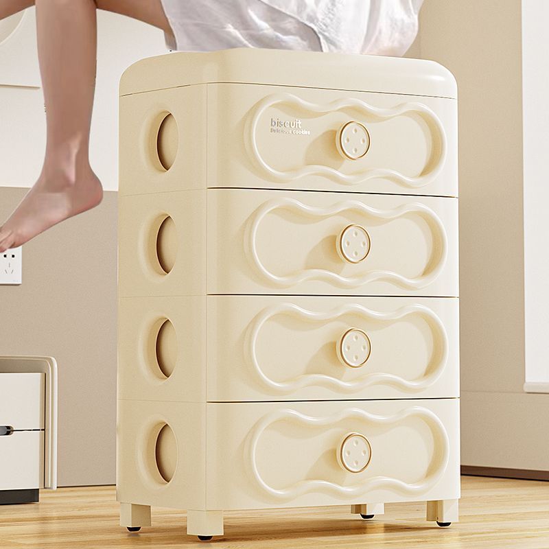 Bedside Table Simple Modern Small Cream Style Plastic Bedroom Storage Cabinet Bedside Simple Storage Rack Chest of Drawers