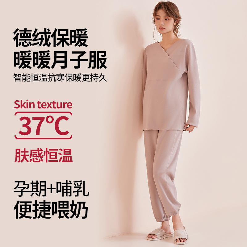 Pregnant Women's Home Clothing Autumn and Winter New Thermal Underwear suit Women's Postpartum Feeding Maternity Clothing Pregnant Women's Monthly Clothing