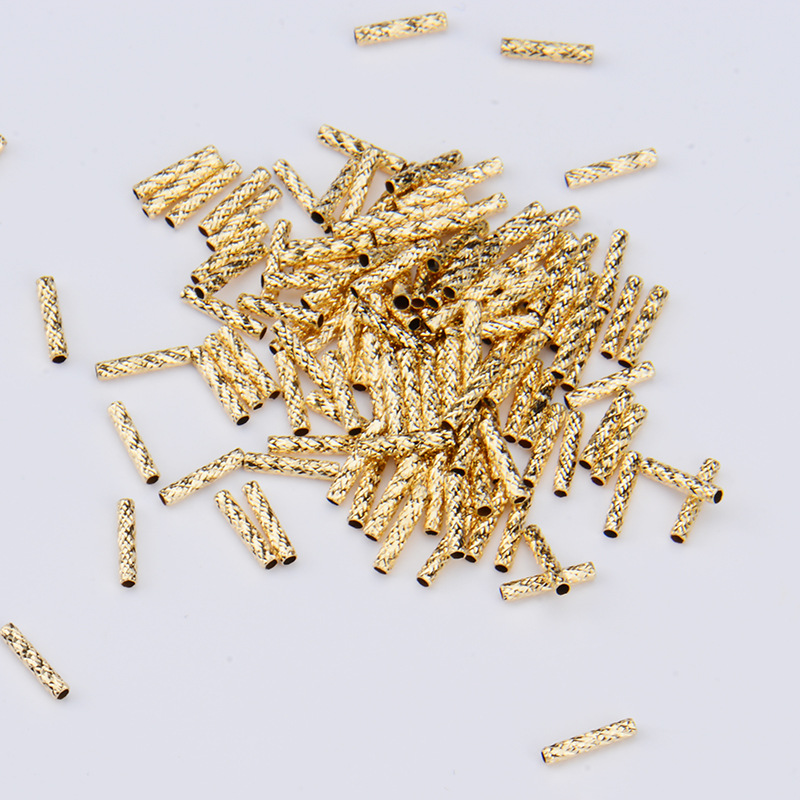 Pure G18K laser hollow car flower gold tube Au750DIY accessories bracelet necklace batch flower connection straight tube