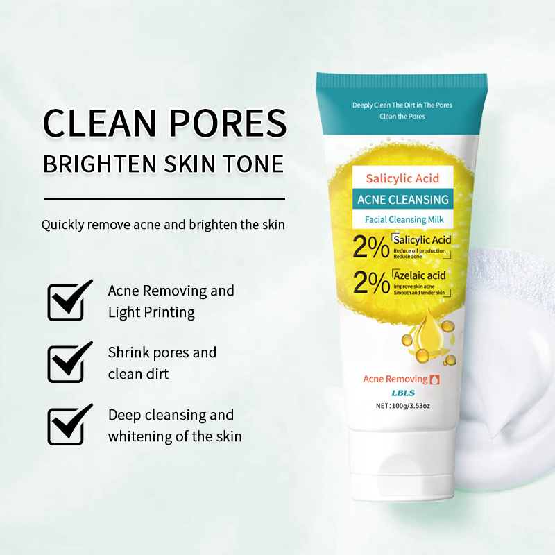 Full English Lbls Salicylic Acid Refreshing Oil Control Care Deep Cleansing Mild Facial Cleanser Foreign Trade Cross-Border Wholesale