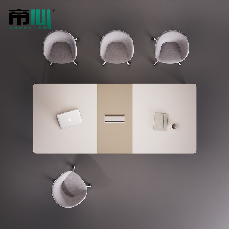 Conference Table Long Table Simple Modern Small Conference Room Long Simple Accessible Luxury White 6-Person Meeting Table and Chair Combination