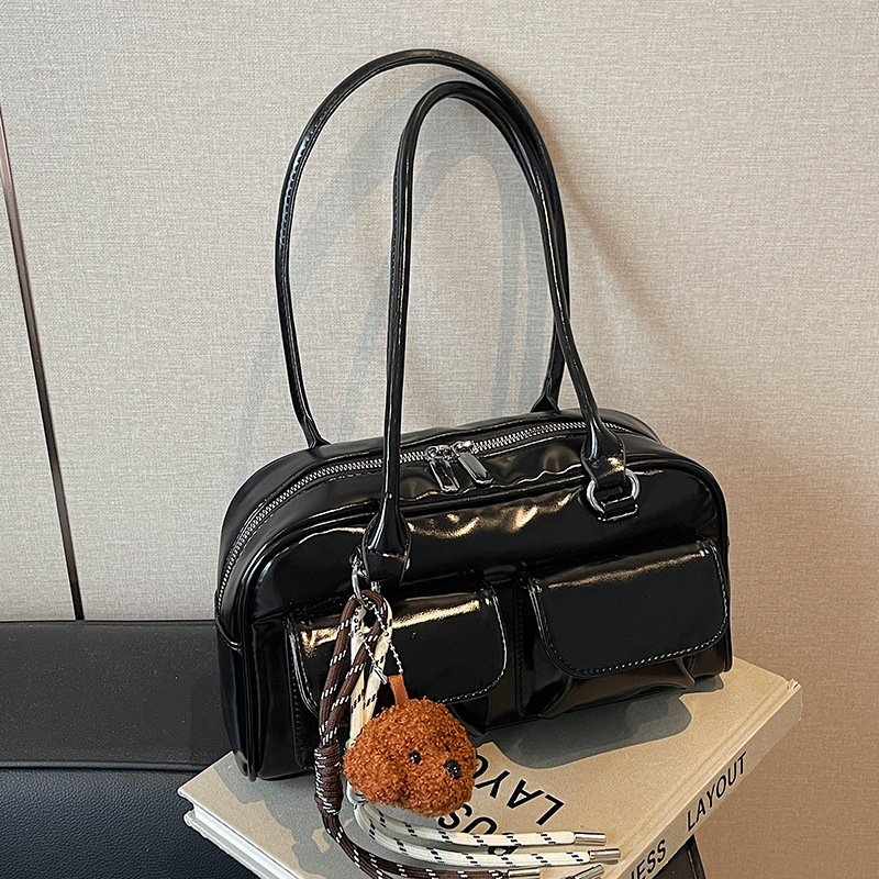 Women's Bag Underarm Bag 2024 New Style Retro Large Capacity Double Pocket Portable Shoulder Bag High-end Tok Bowling Bag