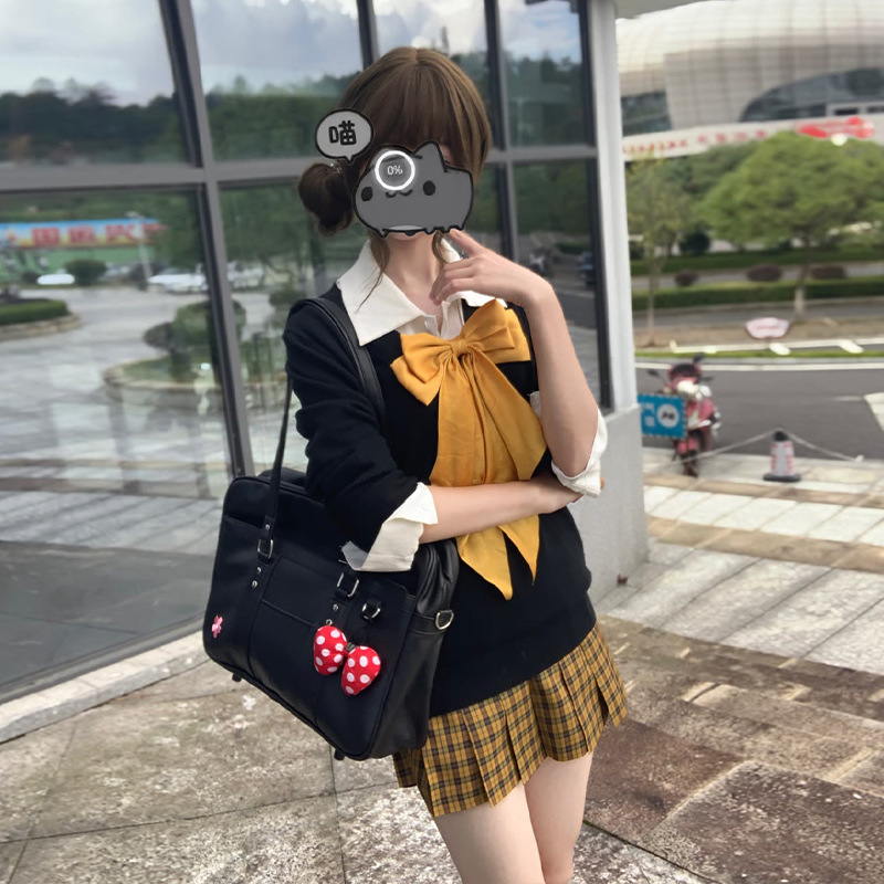 Original Wear Black Knitted Sweater Women's Lazy Style Stacked Long Sleeve Top Genuine New Kwai JK suit