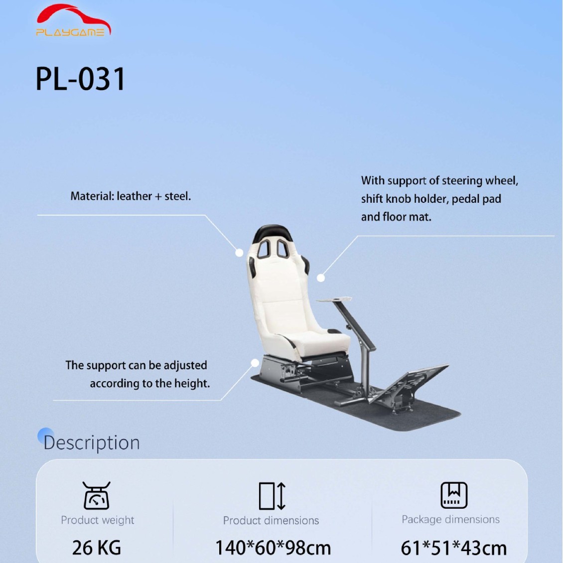 высококачественный кокпит симулятора гонок 3D сиденье симулятора гонок Logitech G25 G27 G29