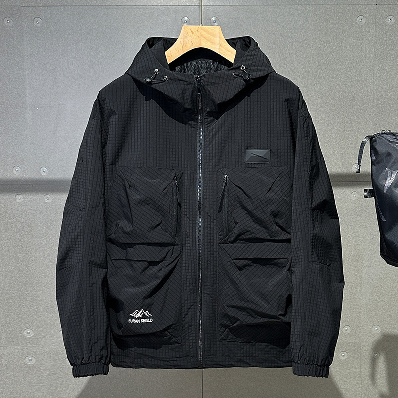 New plus size fashion tooling functional hooded Japanese style cool quality, drag, drag, trench coat