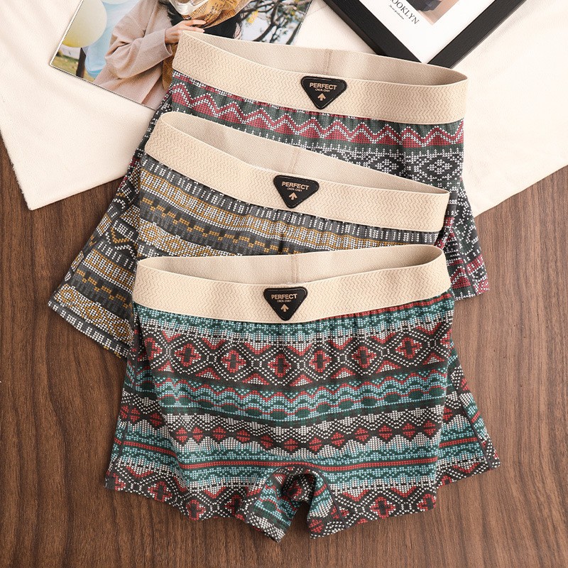 Китайское ретро нижнее белье, хлопковые боксеры, антибактериальные, дышащие