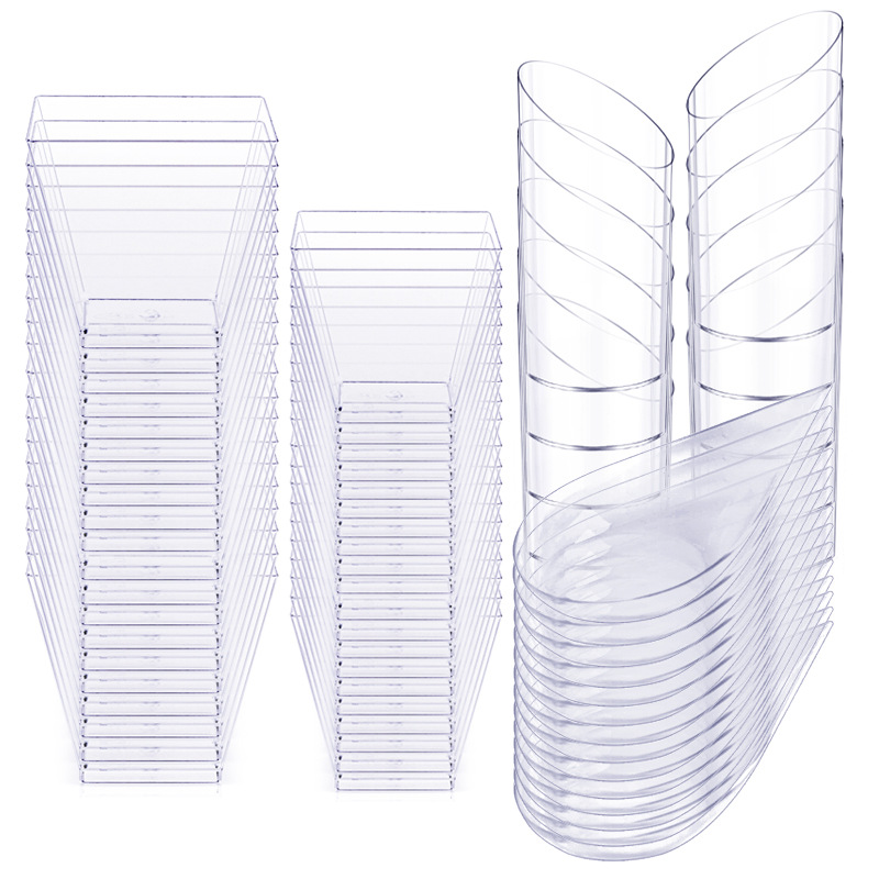 Various kinds of mousse cake cup square cup dessert table oblique pudding jelly cup tiramisu disposable plastic cup