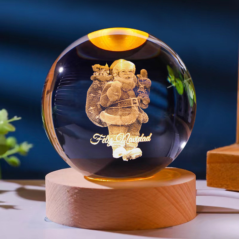 Оптовая продажа рождественских светящихся 3D кристаллических шаров, подарки для друзей