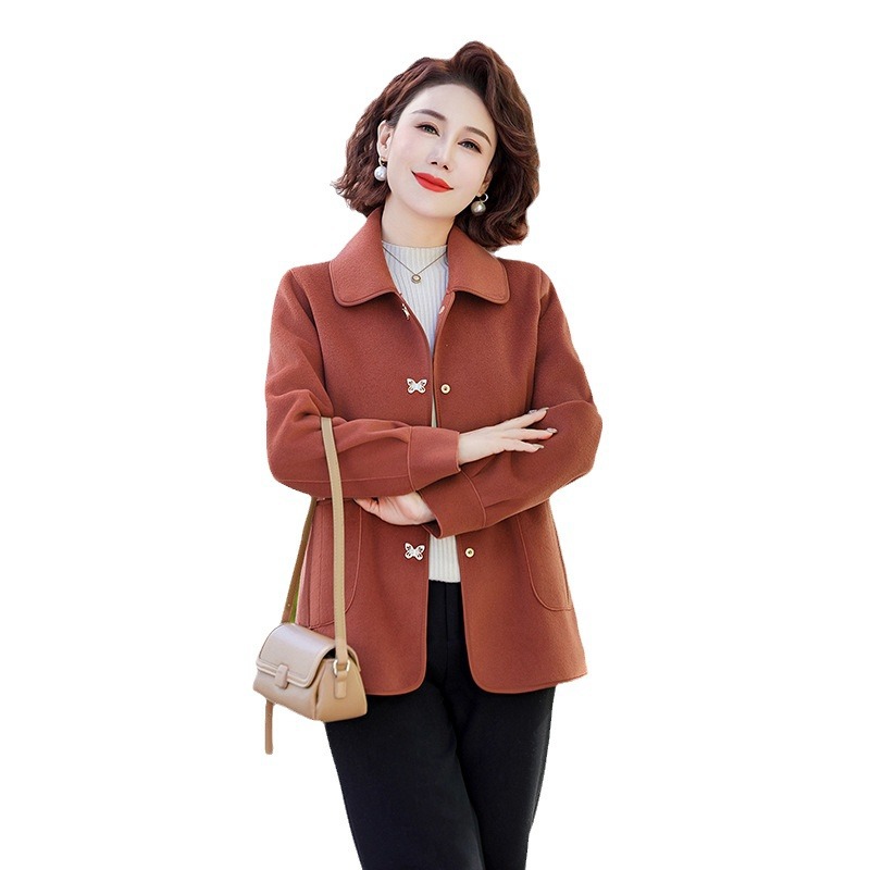 Qiao Yaying Young Mother's Short Top Solid Color Small Lapel Elegant plus size Middle-aged and Elderly Women's Small Coat