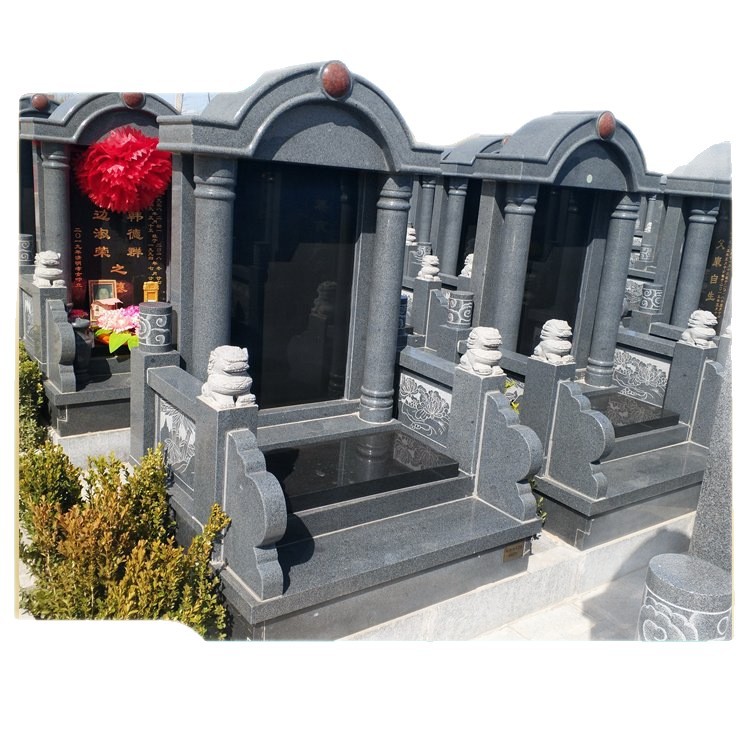 Production of Cemetery Tombstones, Cemetery Modular Design, Dark Gray Granite Tombstones, High Responsiveness, Modern and Simple