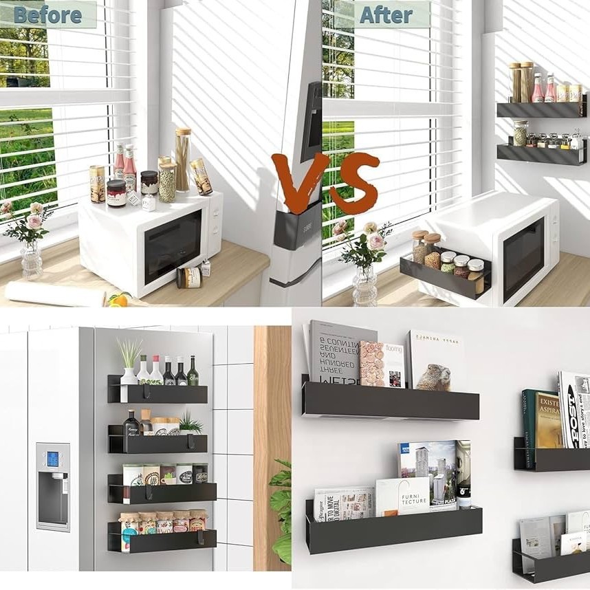 Magnetic Absorption Storage Rack with Hook Household Kitchen Refrigerator Washing Machine Side Rack Multi-functional Storage Rack Cross-border