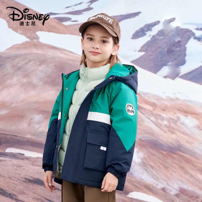 Disney's New Kidsren's Outdoor Jacket, Medium and Large Kidsren's Three-In-One Family Style 90 White Duck down Jacket