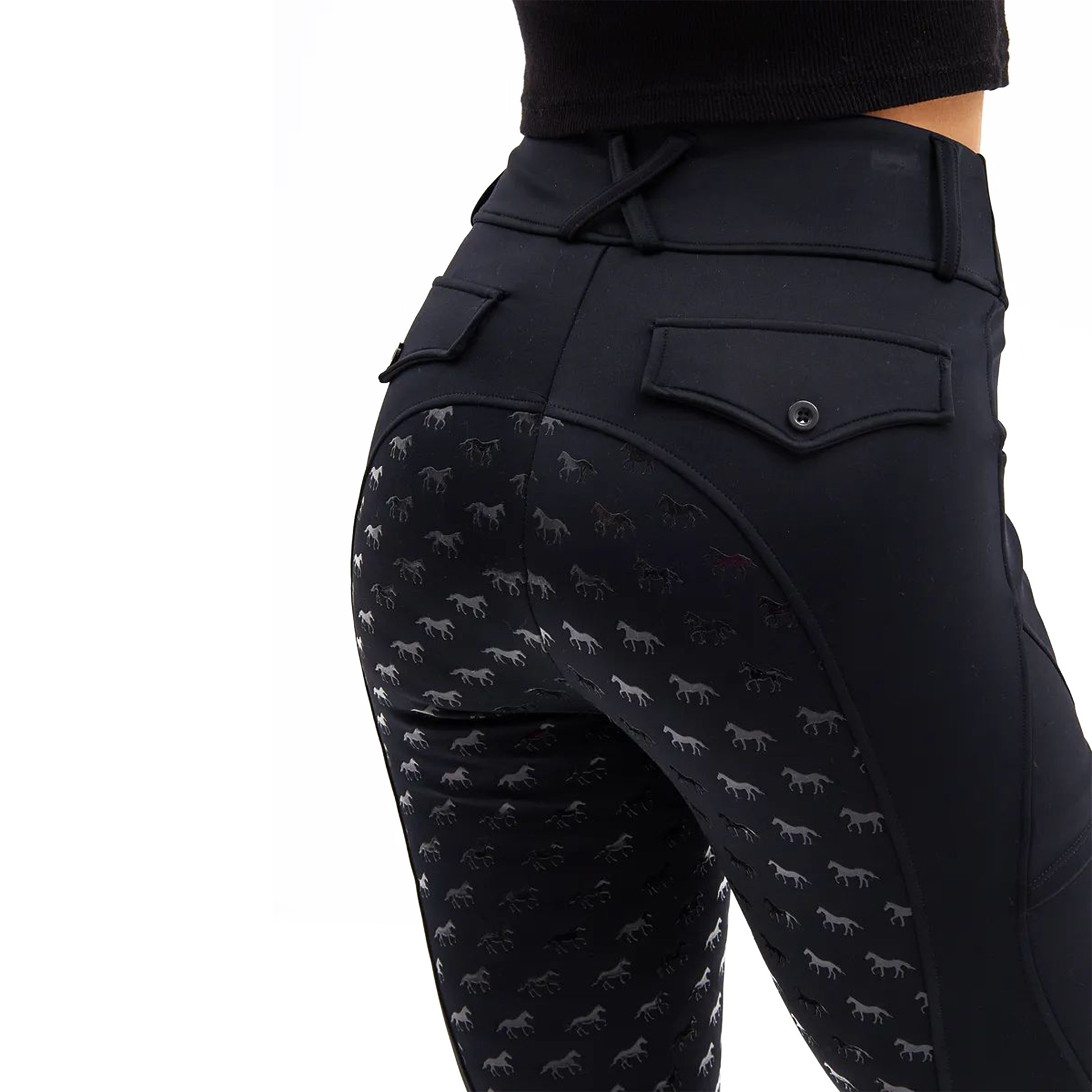 Amazon cross-border equestrian breeches fleece-lined silicone men's and women's high elastic warm equestrian pants outdoor riding pants