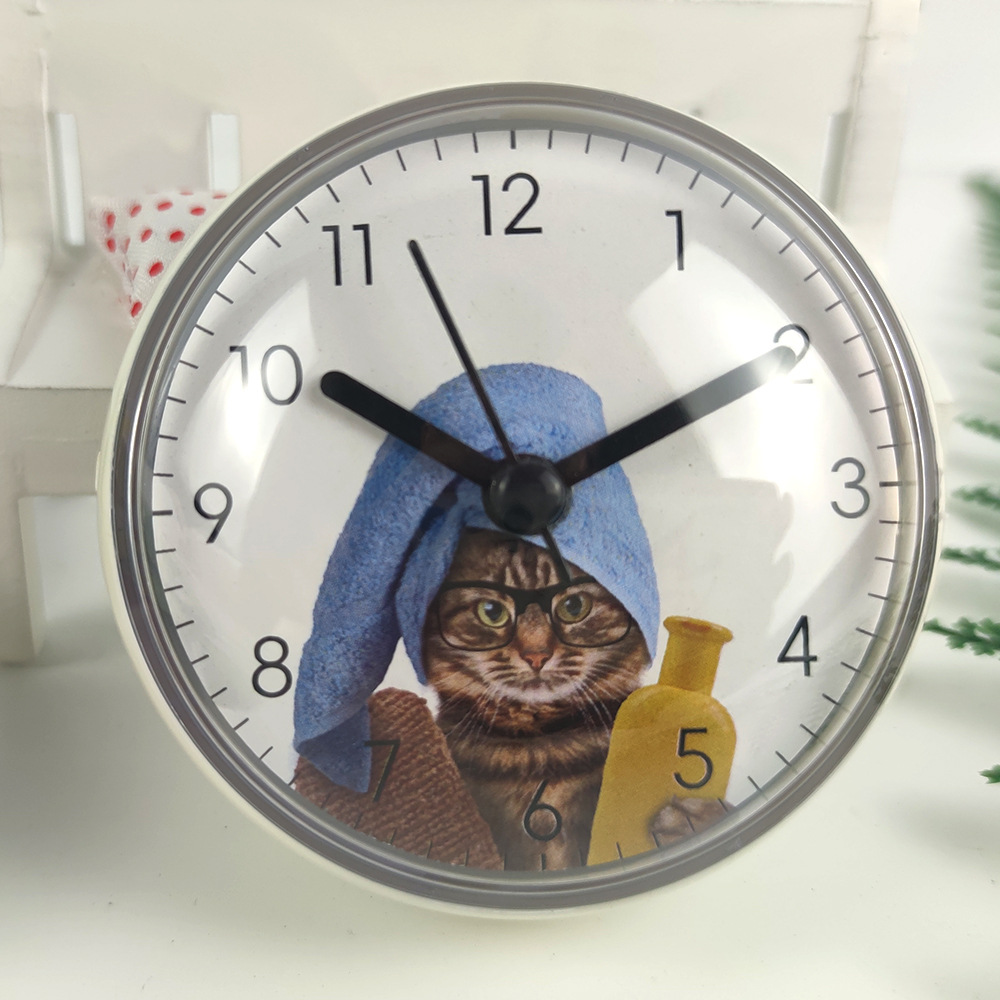 Waterproof anti-fog creative wall refrigerator bathroom mirror suction disc clock MINI clock quartz clock CLOCK
