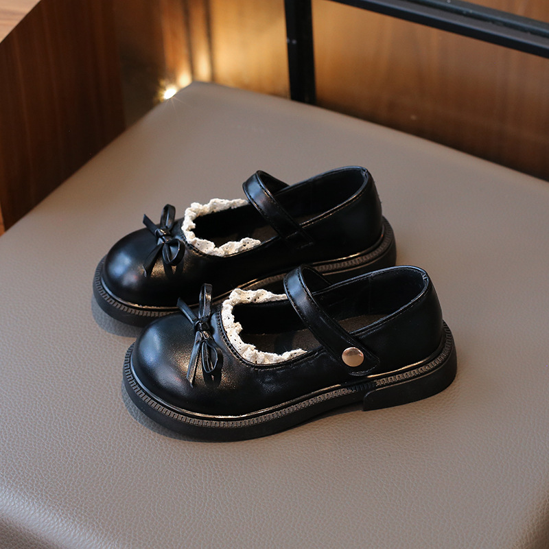Girls Princess Shoes 2025 Korean Style Autumn New Style Children's Style Leather Shoes Soft Sole Children's Bow Shoes